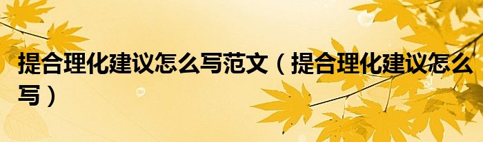 提合理化建议怎么写范文（提合理化建议怎么写）