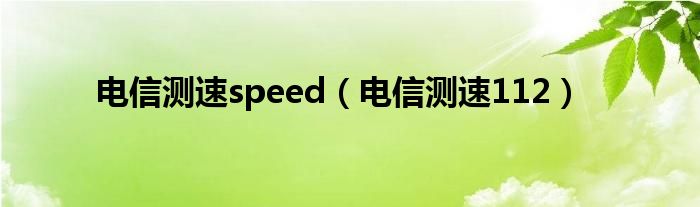 电信测速speed（电信测速112）