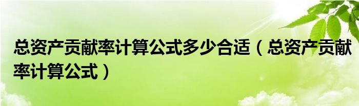 总资产贡献率计算公式多少合适（总资产贡献率计算公式）