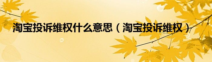 淘宝投诉维权什么意思（淘宝投诉维权）