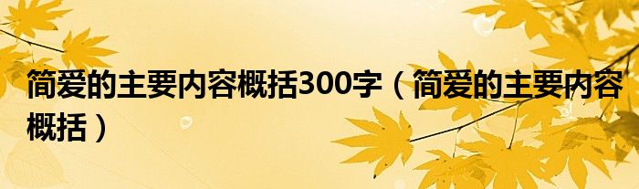 简爱的主要内容概括300字（简爱的主要内容概括）