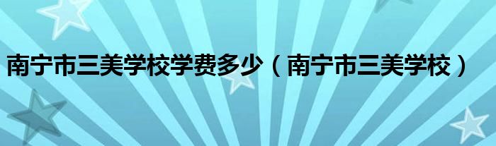 南宁市三美学校学费多少（南宁市三美学校）