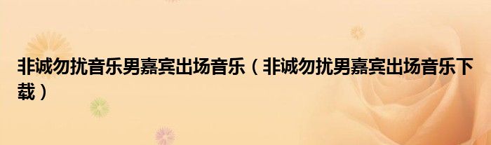 非诚勿扰音乐男嘉宾出场音乐（非诚勿扰男嘉宾出场音乐下载）