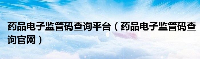 药品电子监管码查询平台（药品电子监管码查询官网）