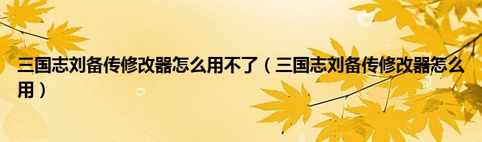 三国志刘备传修改器怎么用不了（三国志刘备传修改器怎么用）