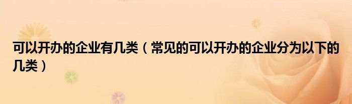 可以开办的企业有几类（常见的可以开办的企业分为以下的几类）
