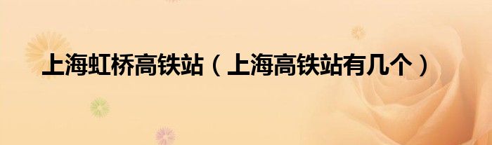 上海虹桥高铁站（上海高铁站有几个）