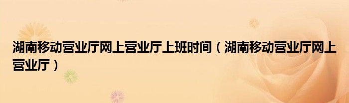 湖南移动营业厅网上营业厅上班时间（湖南移动营业厅网上营业厅）