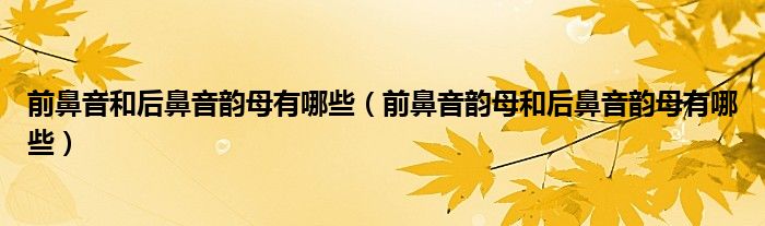前鼻音和后鼻音韵母有哪些（前鼻音韵母和后鼻音韵母有哪些）