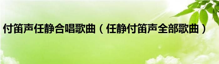 付笛声任静合唱歌曲（任静付笛声全部歌曲）