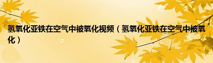 氢氧化亚铁在空气中被氧化视频（氢氧化亚铁在空气中被氧化）