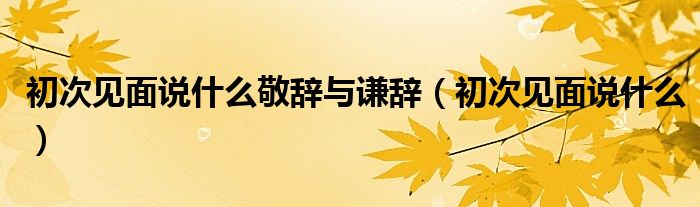 初次见面说什么敬辞与谦辞（初次见面说什么）