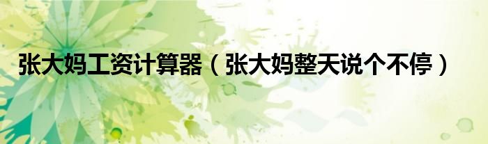 张大妈工资计算器（张大妈整天说个不停）