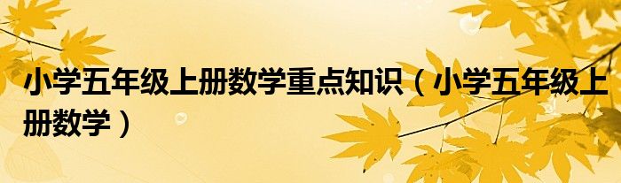 小学五年级上册数学重点知识（小学五年级上册数学）