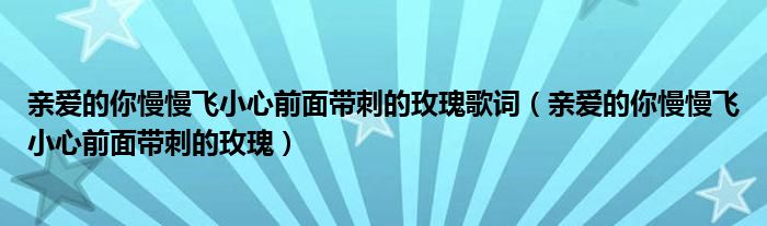 亲爱的你慢慢飞小心前面带刺的玫瑰歌词（亲爱的你慢慢飞小心前面带刺的玫瑰）