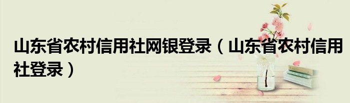 山东省农村信用社网银登录（山东省农村信用社登录）