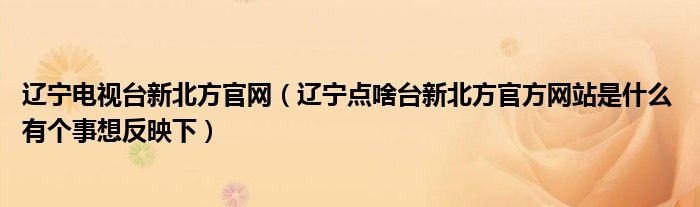 辽宁电视台新北方官网（辽宁点啥台新北方官方网站是什么 有个事想反映下）