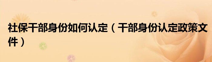 社保干部身份如何认定（干部身份认定政策文件）