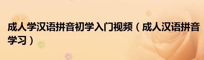 成人学汉语拼音初学入门视频（成人汉语拼音学习）