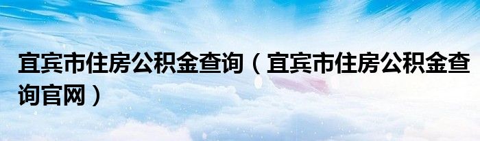 宜宾市住房公积金查询（宜宾市住房公积金查询官网）