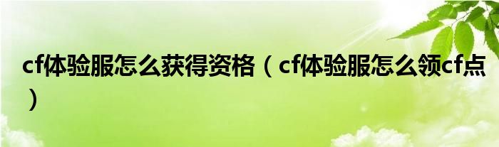 cf体验服怎么获得资格（cf体验服怎么领cf点）