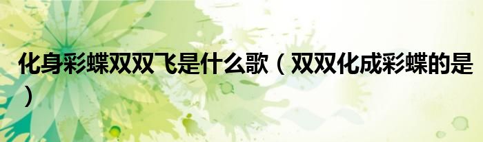 化身彩蝶双双飞是什么歌（双双化成彩蝶的是）