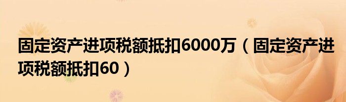 固定资产进项税额抵扣6000万（固定资产进项税额抵扣60）