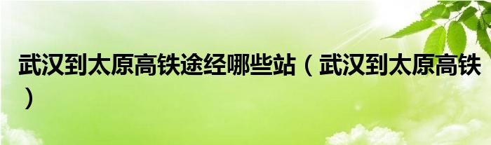 武汉到太原高铁途经哪些站（武汉到太原高铁）
