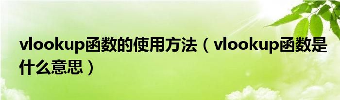 vlookup函数的使用方法（vlookup函数是什么意思）