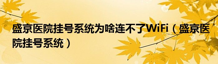 盛京医院挂号系统为啥连不了WiFi（盛京医院挂号系统）