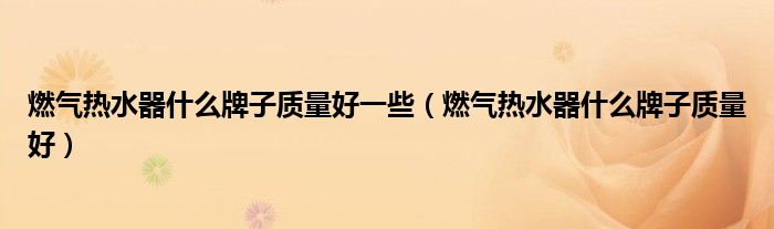 燃气热水器什么牌子质量好一些（燃气热水器什么牌子质量好）