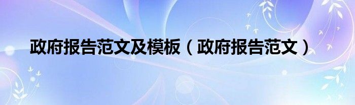 政府报告范文及模板（政府报告范文）