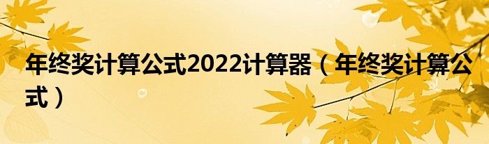 年终奖计算公式2022计算器（年终奖计算公式）