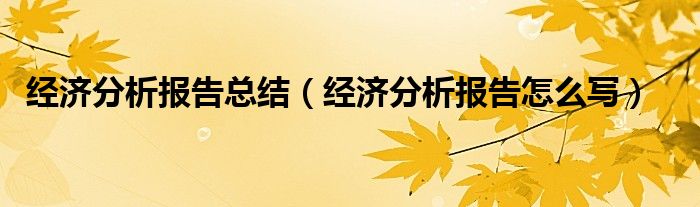 经济分析报告总结（经济分析报告怎么写）