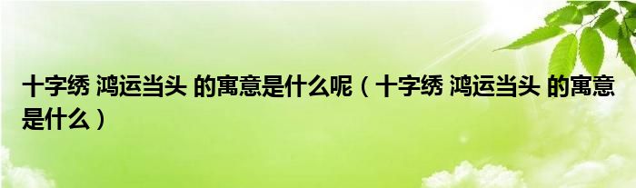 十字绣 鸿运当头 的寓意是什么呢（十字绣 鸿运当头 的寓意是什么）