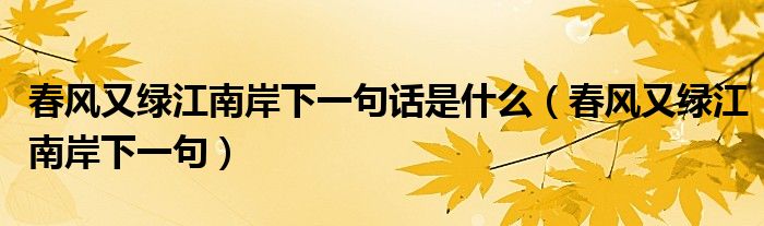 春风又绿江南岸下一句话是什么（春风又绿江南岸下一句）