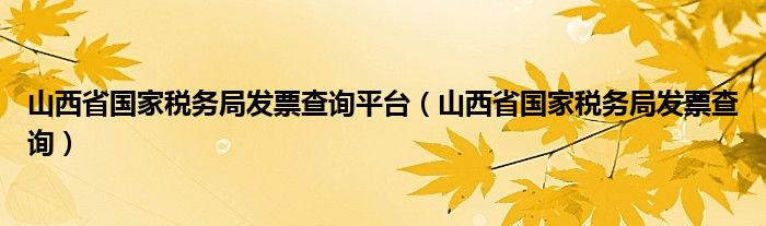 山西省国家税务局发票查询平台（山西省国家税务局发票查询）