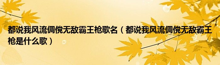 都说我风流倜傥无敌霸王枪歌名（都说我风流倜傥无敌霸王枪是什么歌）