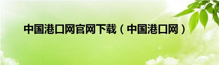 中国港口网官网下载（中国港口网）