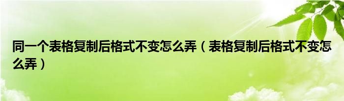同一个表格复制后格式不变怎么弄（表格复制后格式不变怎么弄）