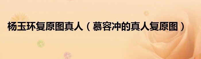 杨玉环复原图真人（慕容冲的真人复原图）