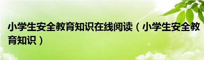 小学生安全教育知识在线阅读（小学生安全教育知识）