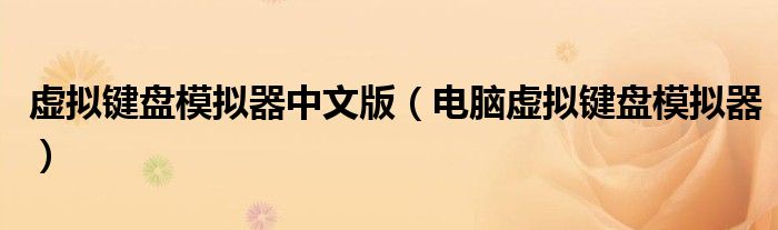 虚拟键盘模拟器中文版（电脑虚拟键盘模拟器）