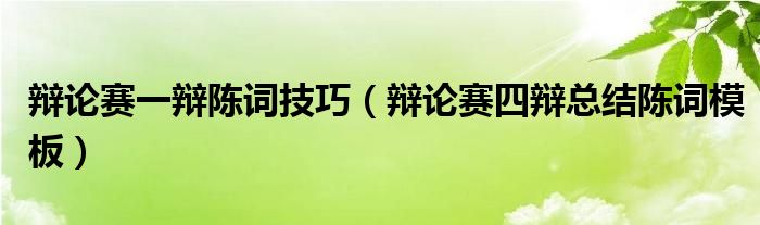 辩论赛一辩陈词技巧（辩论赛四辩总结陈词模板）