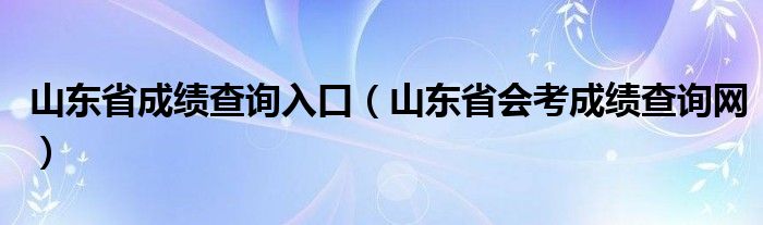 山东省成绩查询入口（山东省会考成绩查询网）