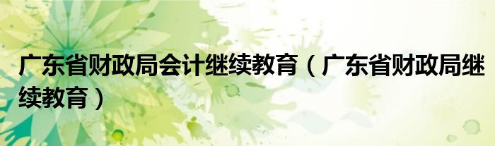 广东省财政局会计继续教育（广东省财政局继续教育）