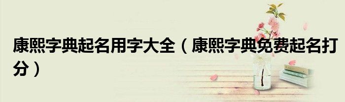 康熙字典起名用字大全（康熙字典免费起名打分）
