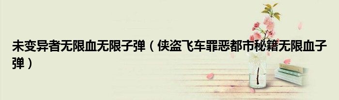 未变异者无限血无限子弹（侠盗飞车罪恶都市秘籍无限血子弹）