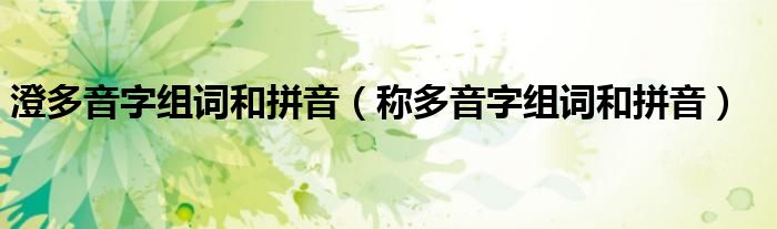 澄多音字组词和拼音（称多音字组词和拼音）