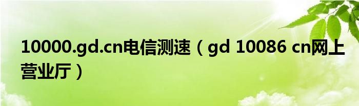 10000.gd.cn电信测速（gd 10086 cn网上营业厅）